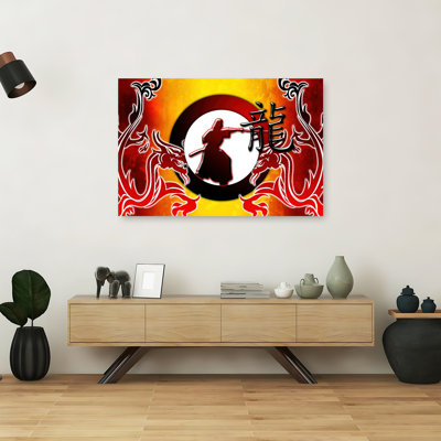 Japanese Dragon Warrior Contemporary Wall Art