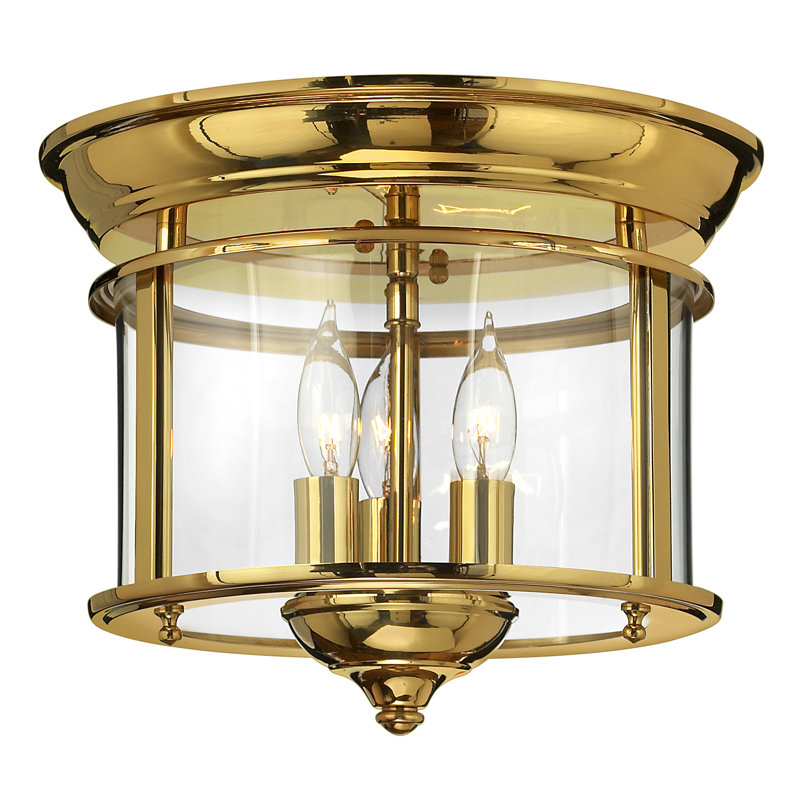 Barwood Glass Flush Mount, Polished Brass