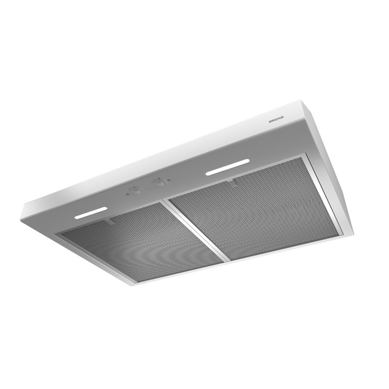 Broan NuTone 30" Stainless Steel 300 CFM Convertible Under Cabinet Range Hood with Mesh Filter, White