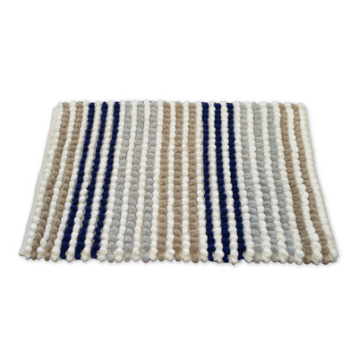 Audubon Striped Chunky Bobble Bath Mat