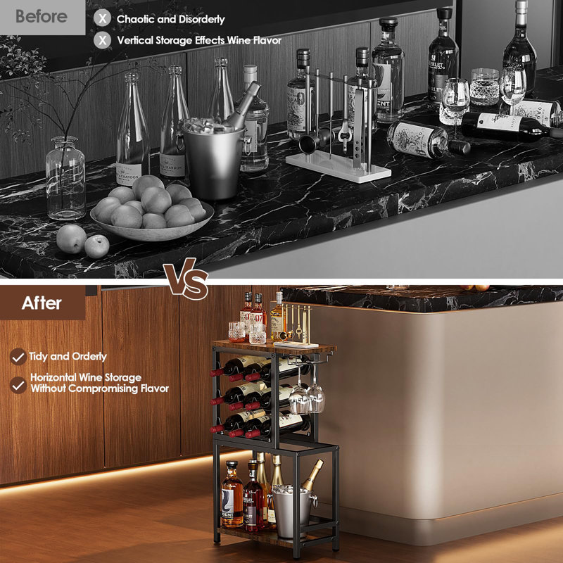 9 Bottle Standard Wine Bottle & Glass Rack