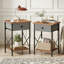 Ensemble de chambre à coucher industriel, lit plateforme en métal et 2 tables de chevet, aucun sommier requis, assemblage facile-2023266003-2023266013