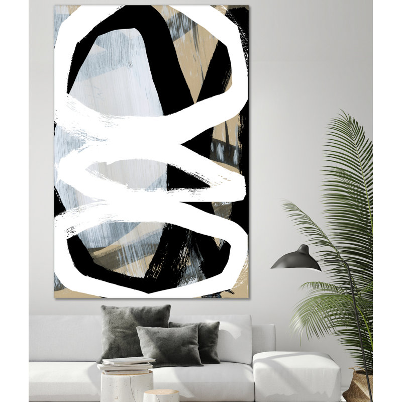 «Bold Black On White No3», reproduction d'art sur toile géante 72 po x 48 po, H 72 po x l 48 po