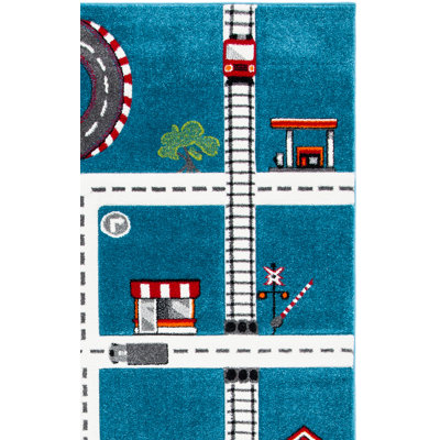 Tapis turquoise / ivoire pour enfants Hildreth