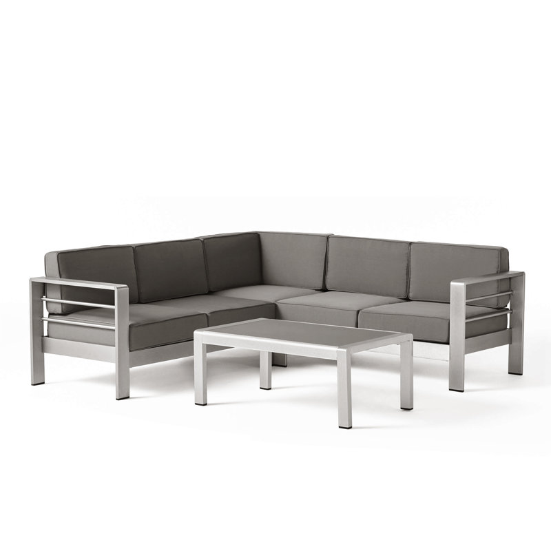 Caggiano 5 - Person Patio Conversation Set with Cushions, Non Sunbrella Khaki