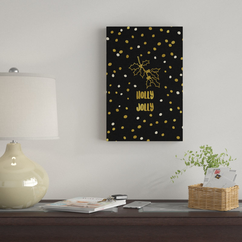 « holly jolly », art textuel sur toile, H 40 po x l 26 po x P 1,5 po, Pas de tapis, Toile tendue