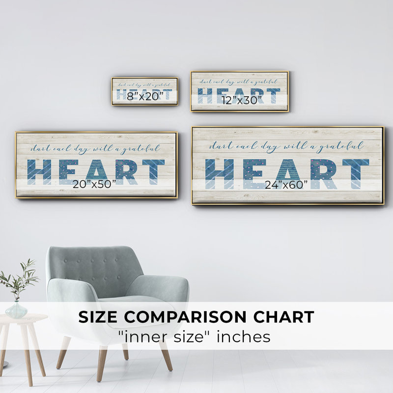 Grateful Heart- Framed Canvas, 24" H x 60" W