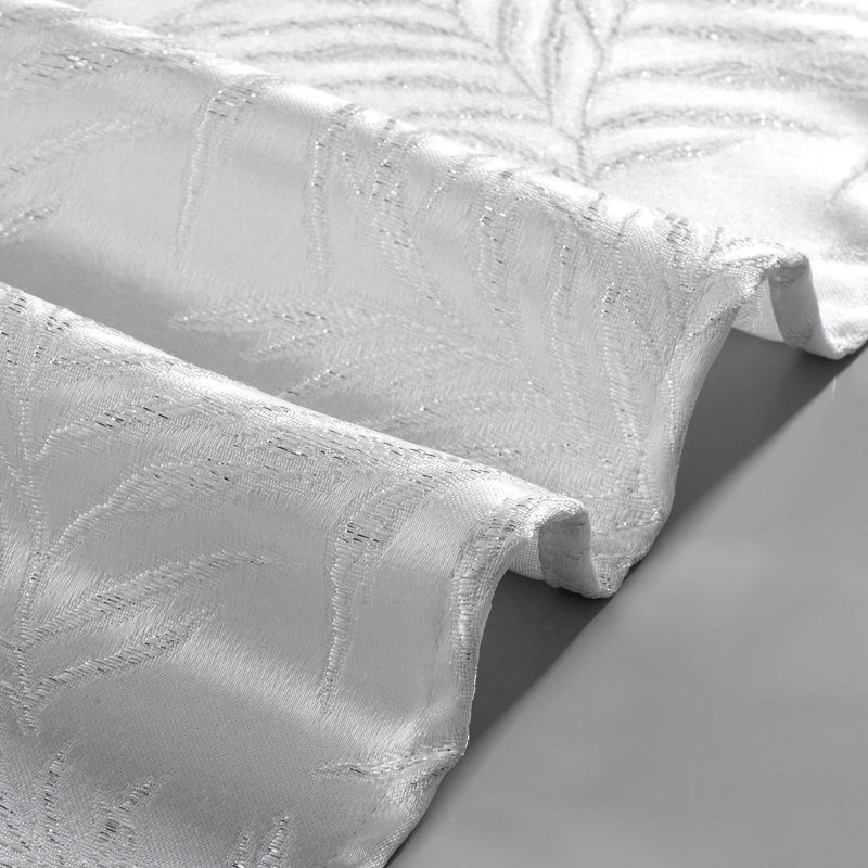 Bayou Breeze Palm 3D Palm Tree Leaves Textured Weaved Lurex Designed 3D Fabric Shower Curtain 70" X 72" In White, White
