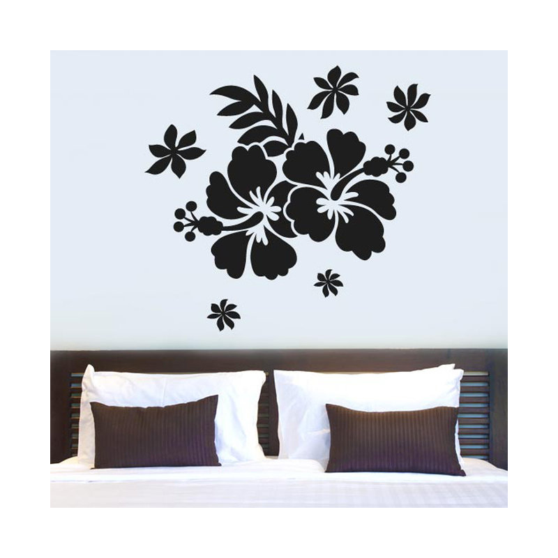 Hibiscus Flower Wall Sticker, Black