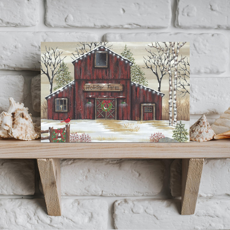 Holiday Farm Barn 1 Piece Wrapped Canvas Wall Art, 30.48cm H x 45.72cm W