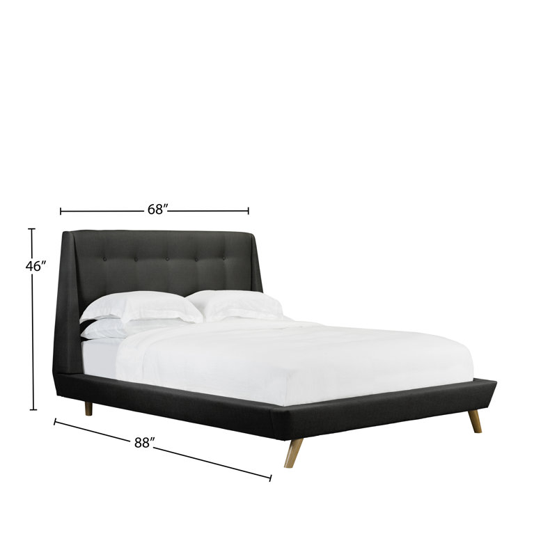 Lit plateforme en tissu d’ameublement Browder, Noir, Grand