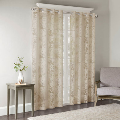 Palm Leaf Burnout Window Sheer Natural 50x95"