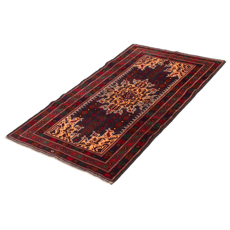 Teimani Navy, Red Rug 3'9" x 6'7"