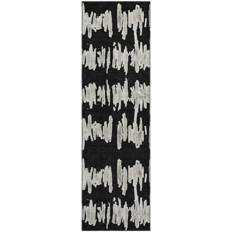 Premium Machine Washable Prisco Black Rug