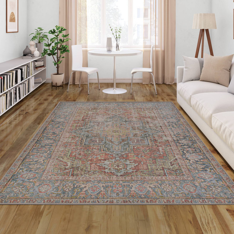 Tapis intérieur rouille floral Lamentin Heriz, Rectangle 10 pi x 14 pi