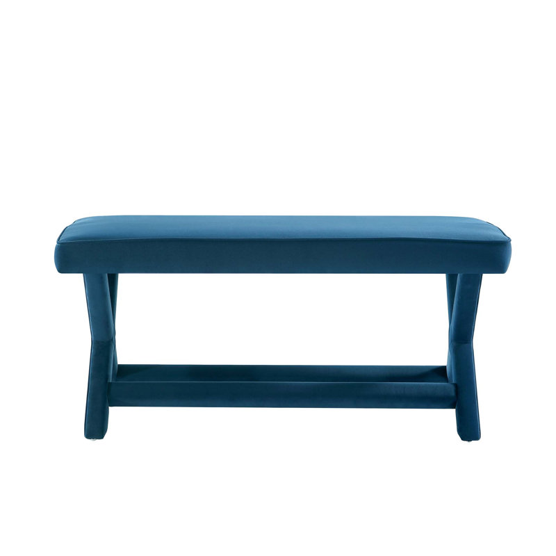 Repose-pieds bleu en velours Abigail Mid-Century, Bleu