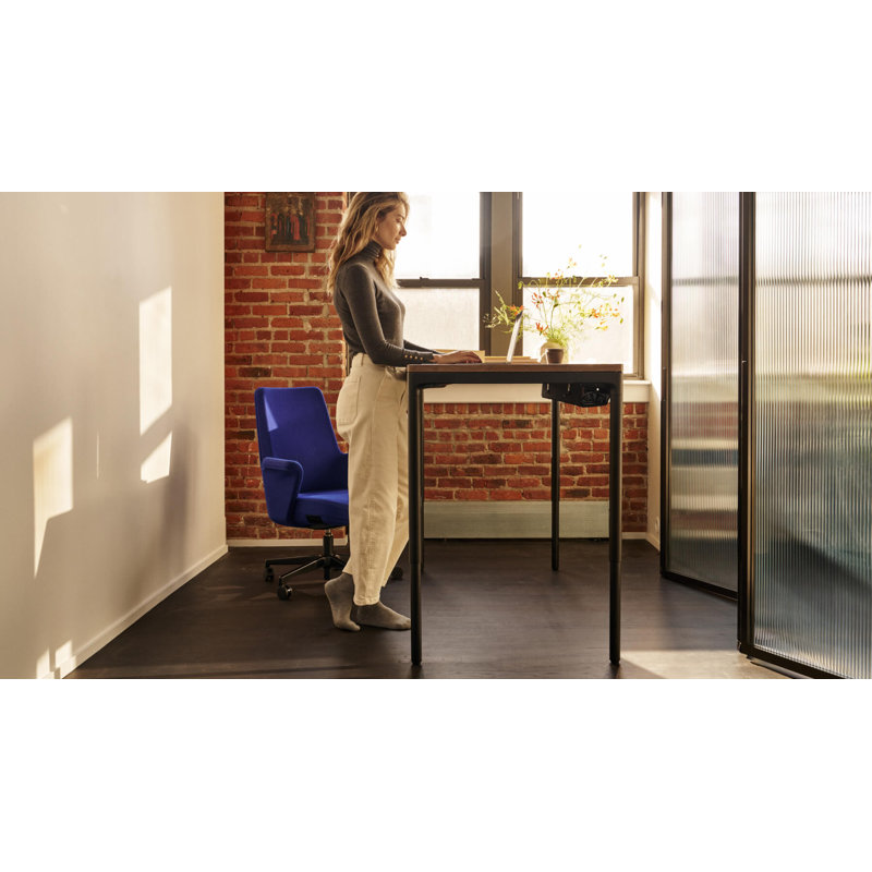 eFloat Quattro Executive Desk, 26.45" H x 58" W x 23" D, Gray/Gray