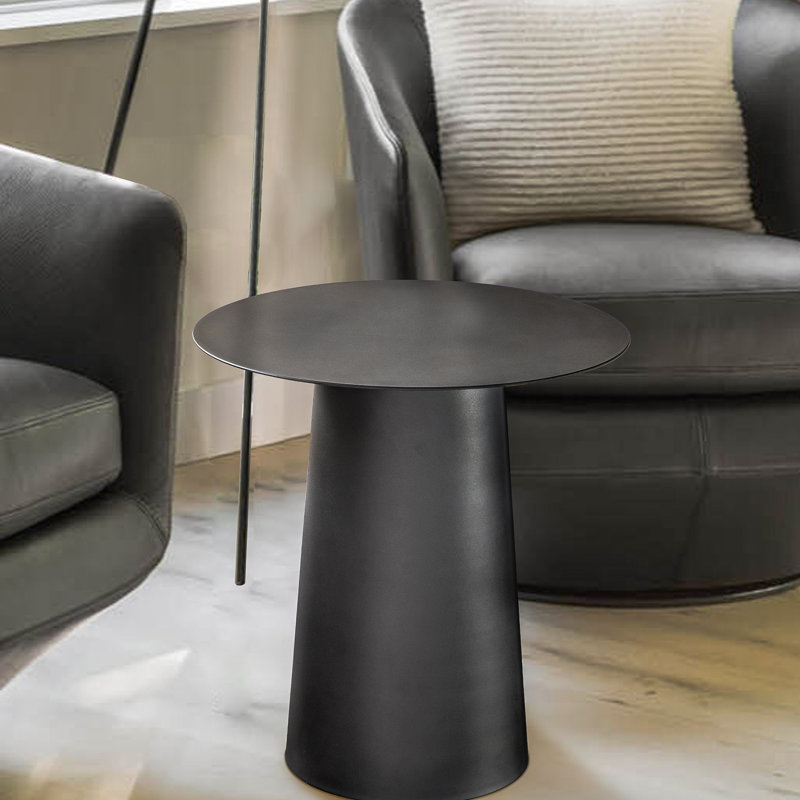Table basse ronde simple en métal Dellia, H 18,7 po x L 17,7 po x P 17,7 po, Noir, Noir