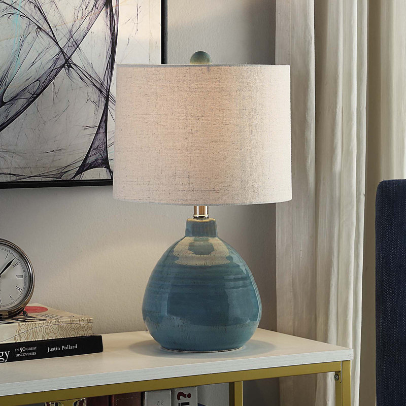 Alverez 21" Ceramic Table Lamp, Turquoise