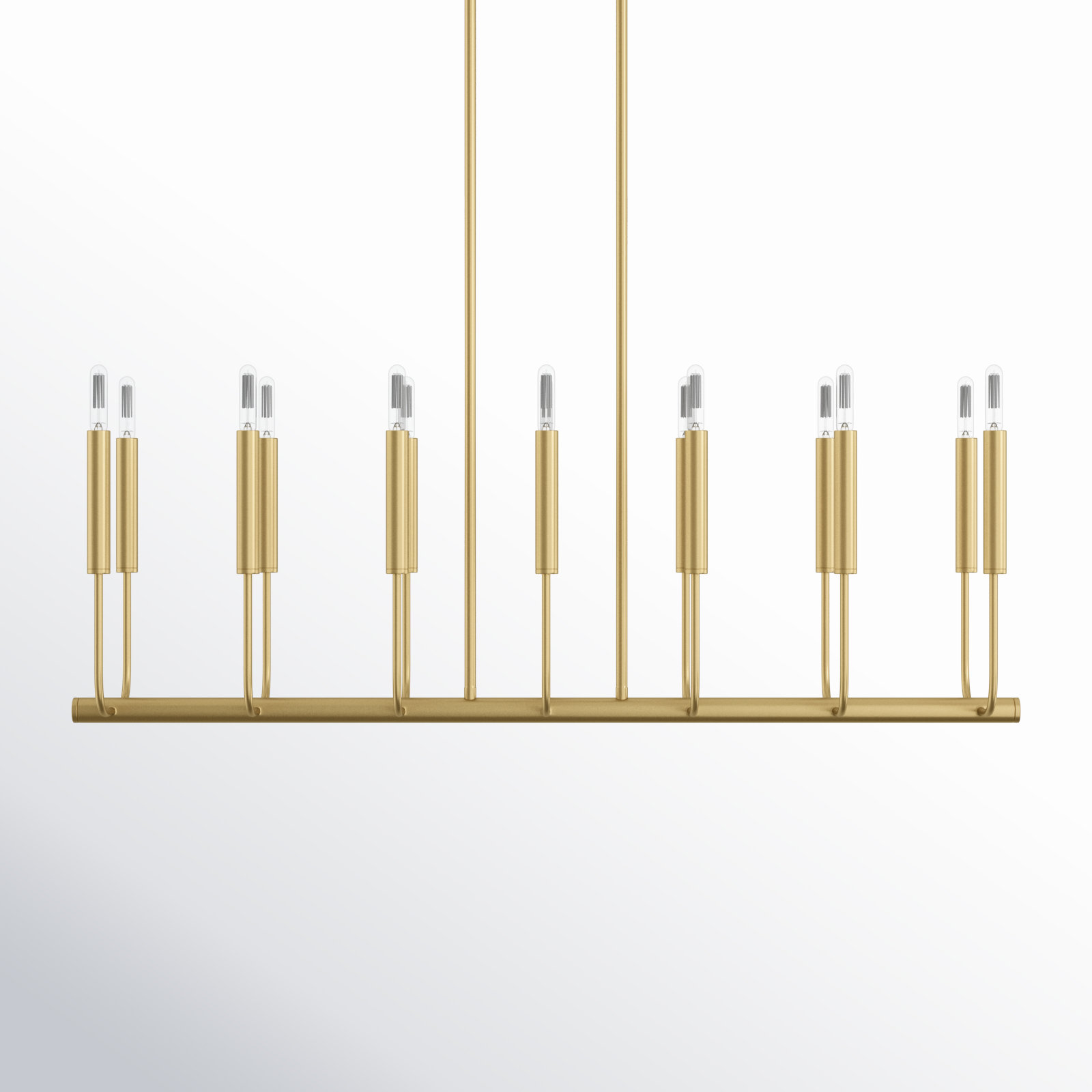 Tedder 14 Light Steel Dimmable Pendant, Burnished Brass