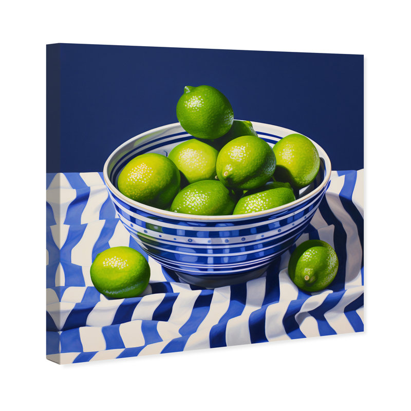«Food and Cuisine Limes in the Table», reproduction d'art sur toile bleue traditionnelle