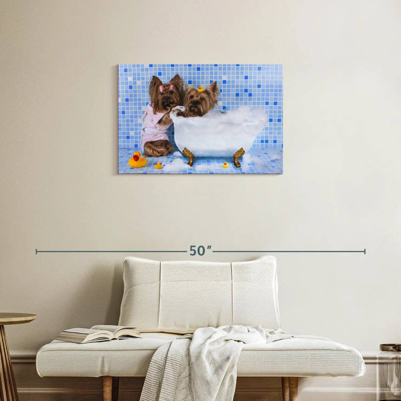 Chiens de bain moussant, H 20 po x l 30 po