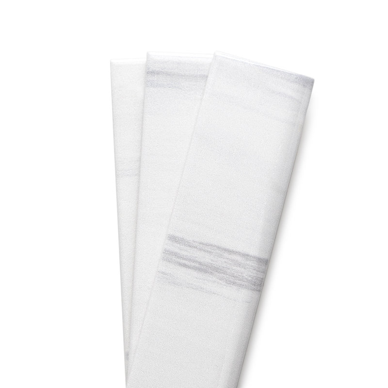 Soho 10" x 2" Polished Ceramic Bullnose Tile Trim in White, Silver