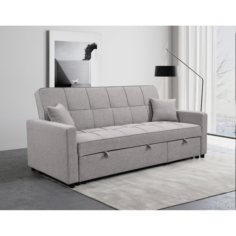 Canapé-lit rembourré 83 po Modern, Gris clair
