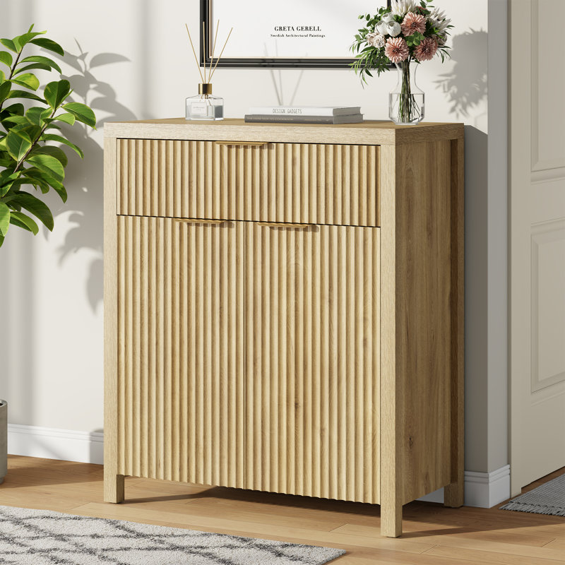 Buffet moderne avec grand tiroir, buffet de rangement avec tablette réglable, armoire d'entrée avec design ondulé, rangement parfait pour la salle à manger, la cuisine et le vestibule