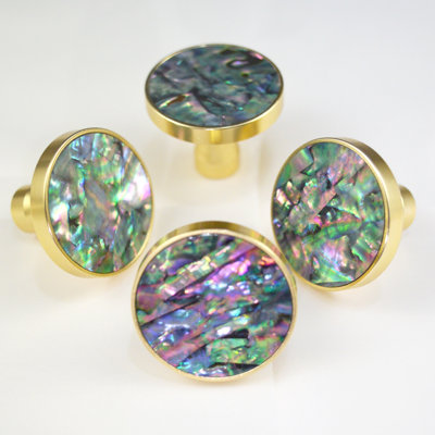 Mother of Pearl abalone shells Dresser Knobs Cabinet Pulls  Handles 2-pack