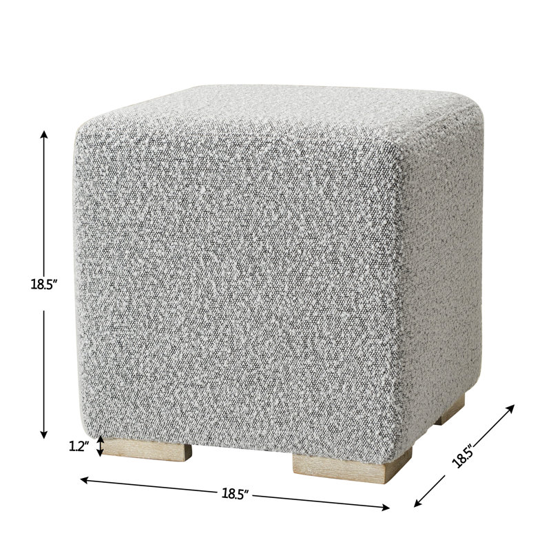 18.5" Wide Modern Square Boucle Upholstered Ottoman, Gray