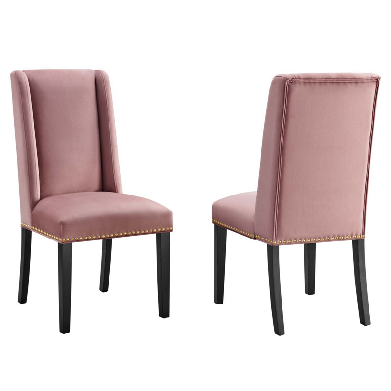 Ensemble de 2 chaises de salle à manger en velours Modway Baron Performance, Vieux rose