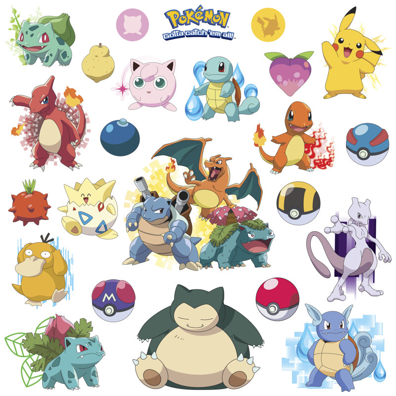 Iconic Pokemon Assorted Peel and Stick Wall Decals