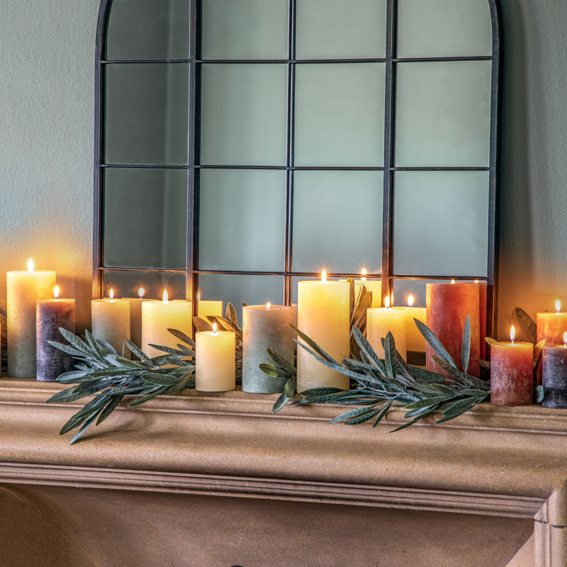 Unscented Pillar Candle, 14cm H x 7cm W x 7cm D, Browny Orange 