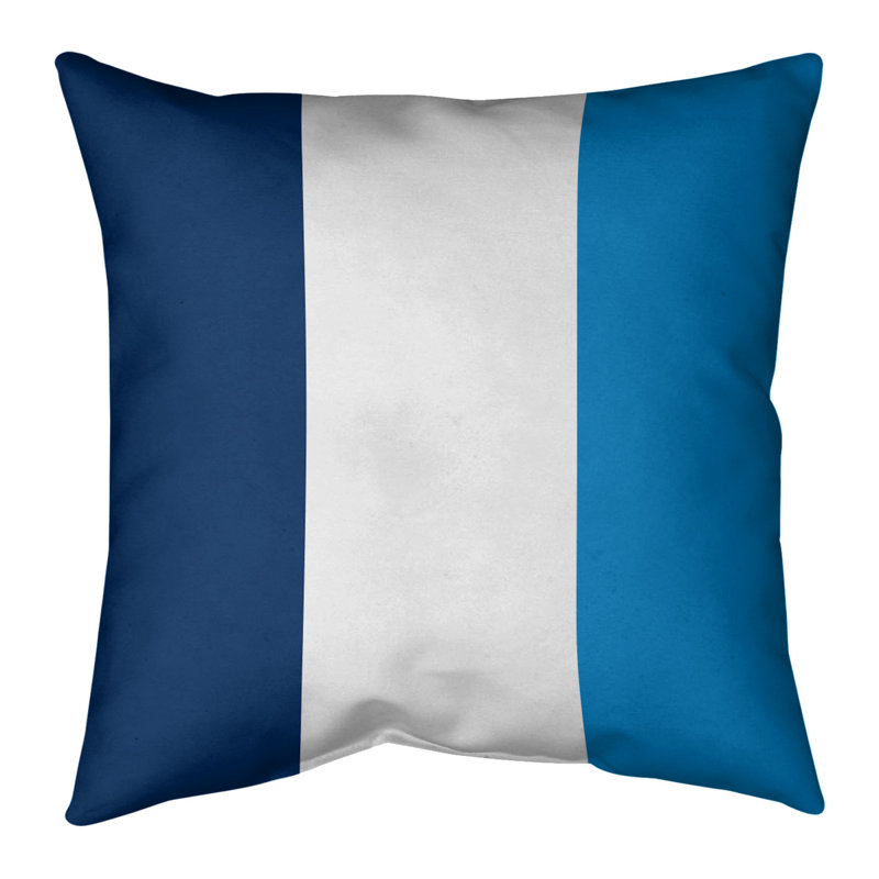 Housse de coussin, 20 po x 20 po, Nuances bleues, milieu blanc, Polyester filé