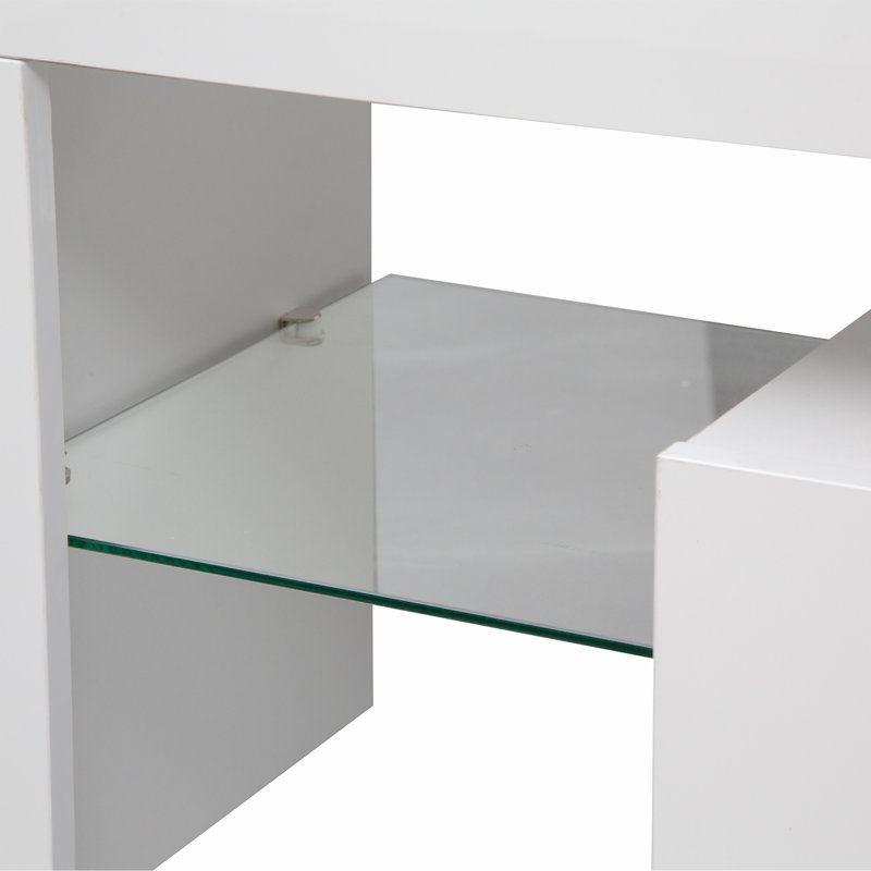 Meuble télé ultrabrillant avec lumières DEL, Blanc