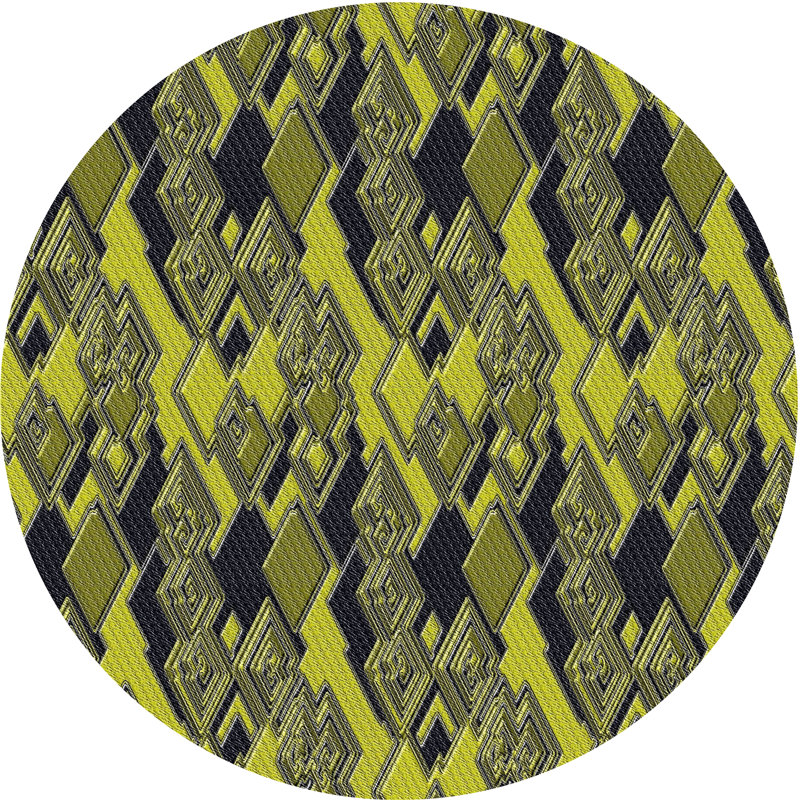 Jaune Tapis décoratif géométrique, Rond 4 pi
