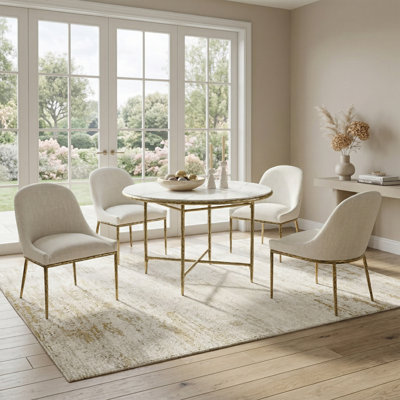 Lalia 5-Piece Hammered Metal Round Dining Table Set