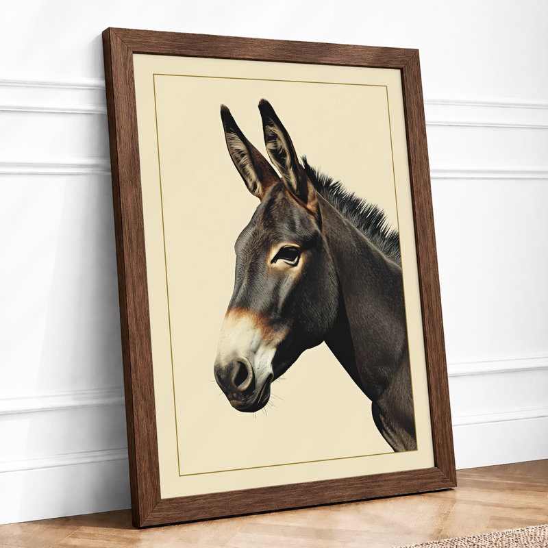 Donkey Study Boho - Framed Print, Walnut, A3 - 42.0 x 29.7 cm
