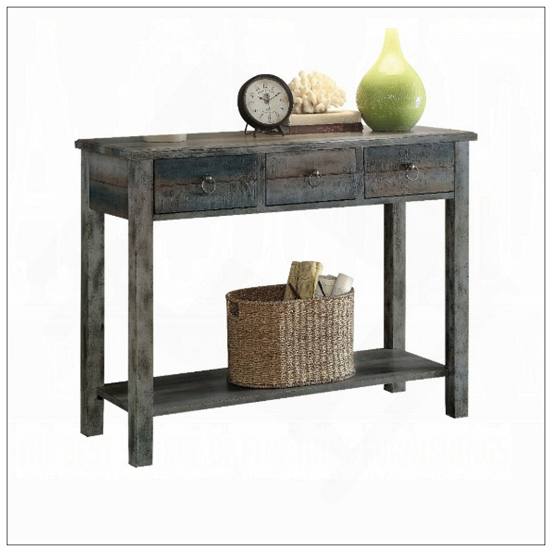 Console gris antique et sarcelle