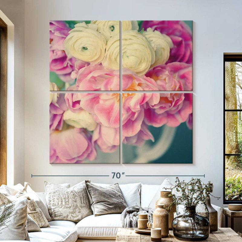 Harnek Blushing Blooms II, 57" H x 57" W