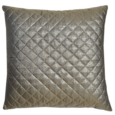 Cloud9 Design Aura Gold Quilted Decorative Linen Pillow Metallic Chevron Pattern Accent Cushion