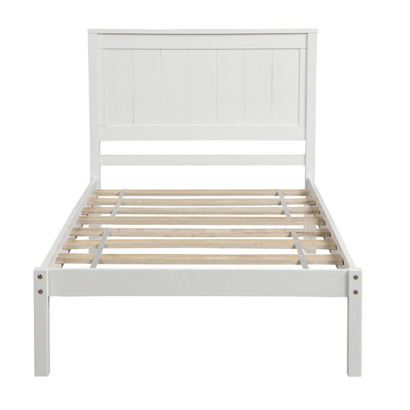 Chares Wood Platform Bed With Headboard, Full, White