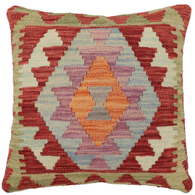 Oreiller rustique en kilim tissé à la main Caballer - 17 po x 18 po Rustic