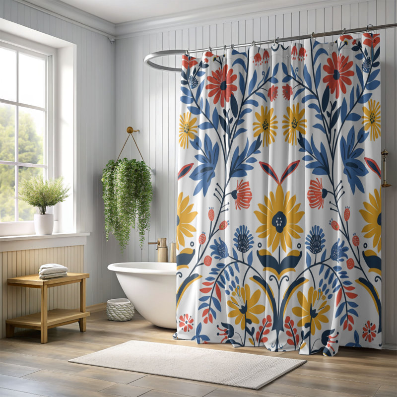 Rideau de douche Vernal Folk - Premium, H 74 po x l 71 po