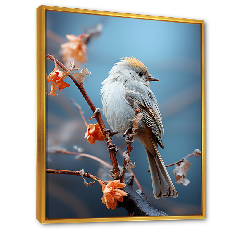 «Bird Ethereal Roost I» sur toile, Cadre flottant doré, H 32 po x l 16 po x P 1 po