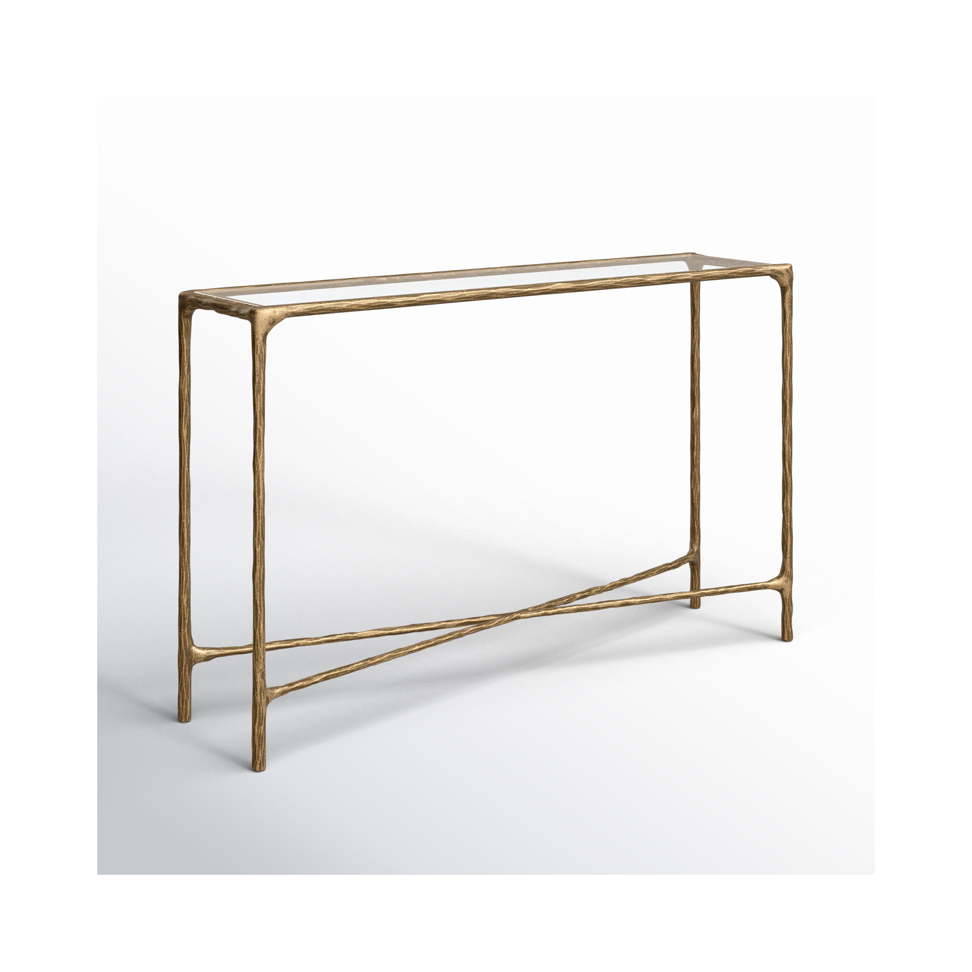 Evelynn 48'' Console Table, Clear, Brass