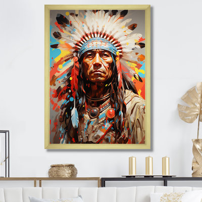Native American Warrior Portrait - Native American Art Wall Art Prints