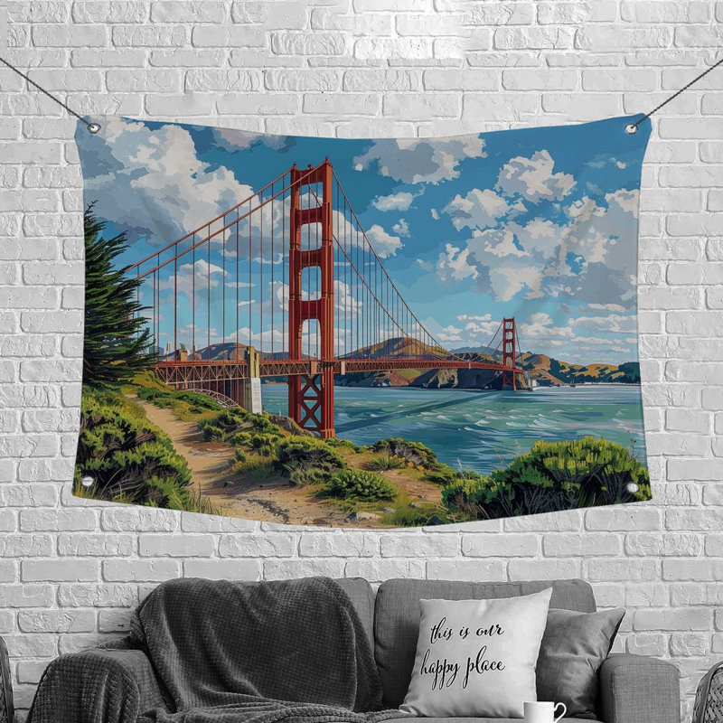 Bridge Architecture Microfiber Fabric Tapestry, 68" H x 80" W