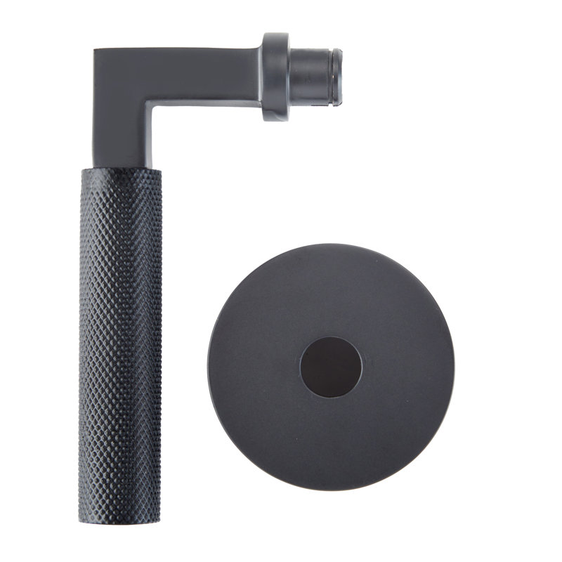 Bravura 846-6 Knurled Passage Lever on Round Contemporary Rose in Matte Black